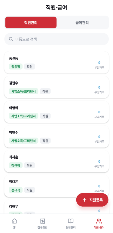 인건비관리 화면